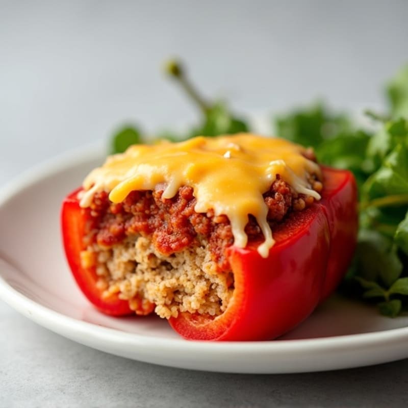 Cheesy Stuffed Bell Peppers with Lean Turkey Pepperoni and Marinara