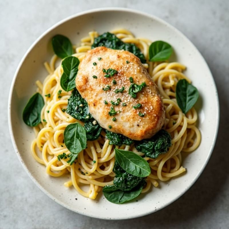 Creamy Garlic Herb Chicken and Spinach Pasta