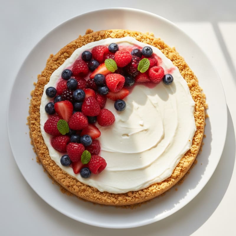 Silky Greek Yogurt Protein Cheesecake with Fresh Berries