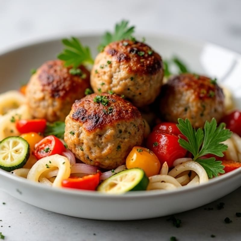 Herb-Seasoned Turkey Meatballs with Roasted Vegetables