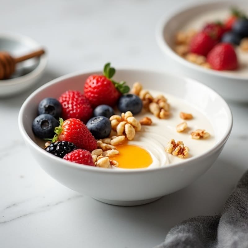 Creamy Greek Yogurt Bowl with Honeyed Walnuts and Fresh Berries