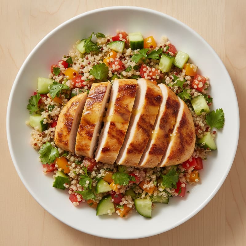 Grilled Chicken and Quinoa Salad with Crunchy Vegetables