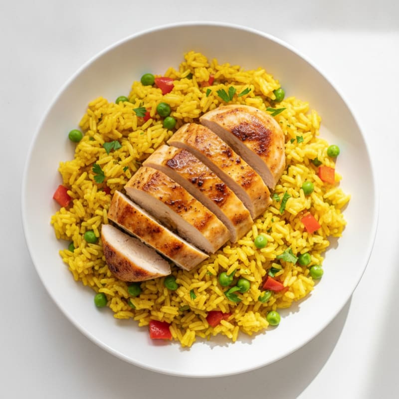 Pan-Seared Chicken with Spanish Yellow Rice