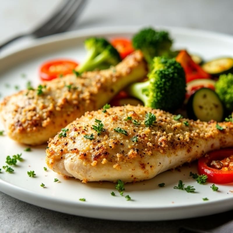 Herb-Crusted Lemon Garlic Chicken with Roasted Vegetables