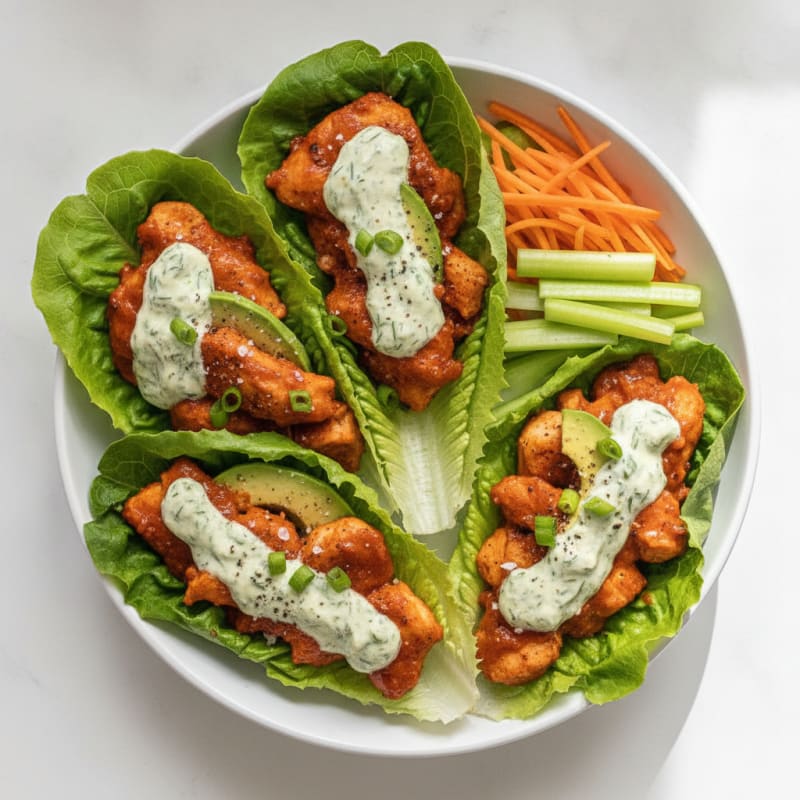 Buffalo Ranch Chicken Lettuce Wraps