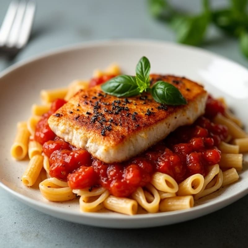 Pan-Seared Chicken with Whole Wheat Pasta and Robust Marinara