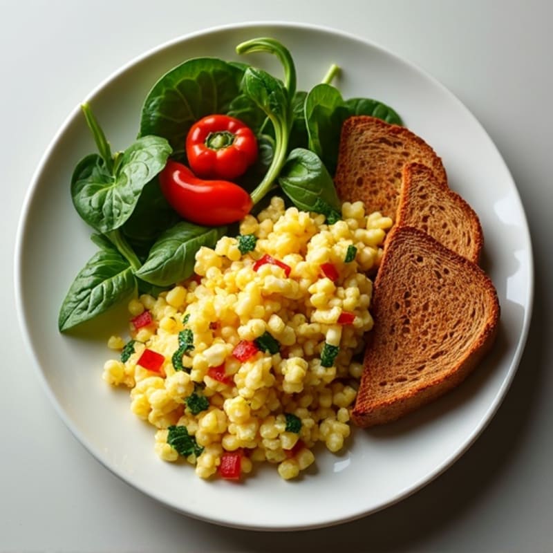 Egg White and Chicken Sausage Scramble with Spinach