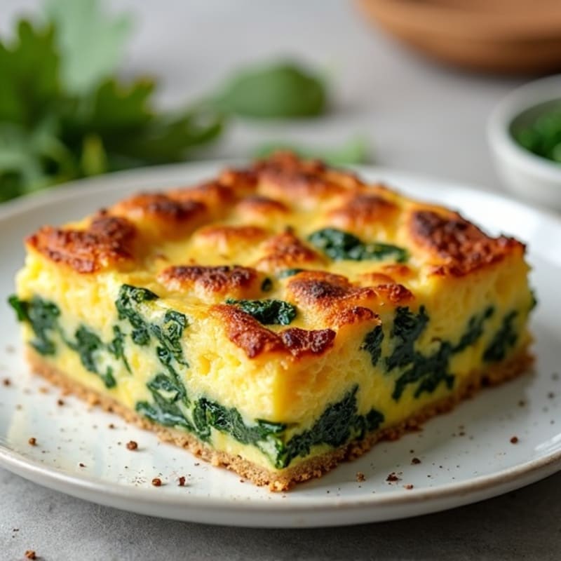 Chicken and Whole Grain Savory Strata with Spinach