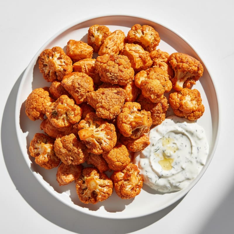 Crispy Buffalo Cauliflower Bites with Ranch