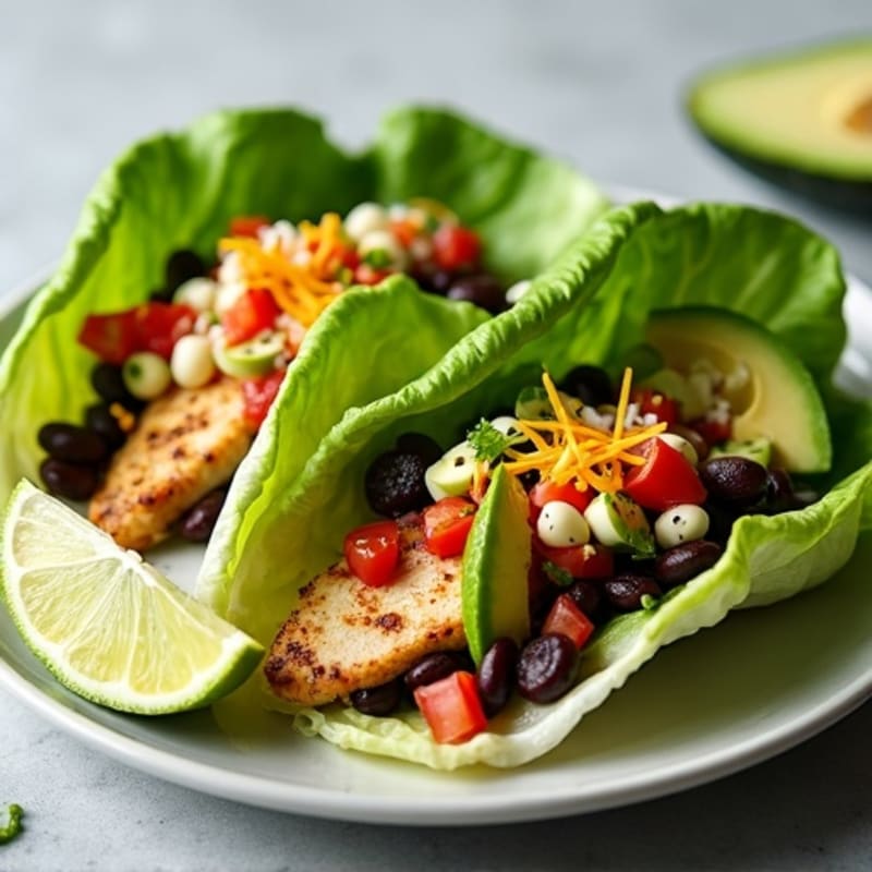 Chicken Taco Lettuce Wraps with Black Beans