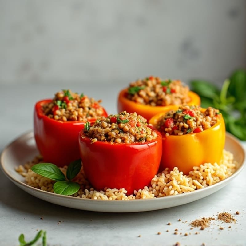 Lean Ground Turkey and Brown Rice Stuffed Bell Peppers