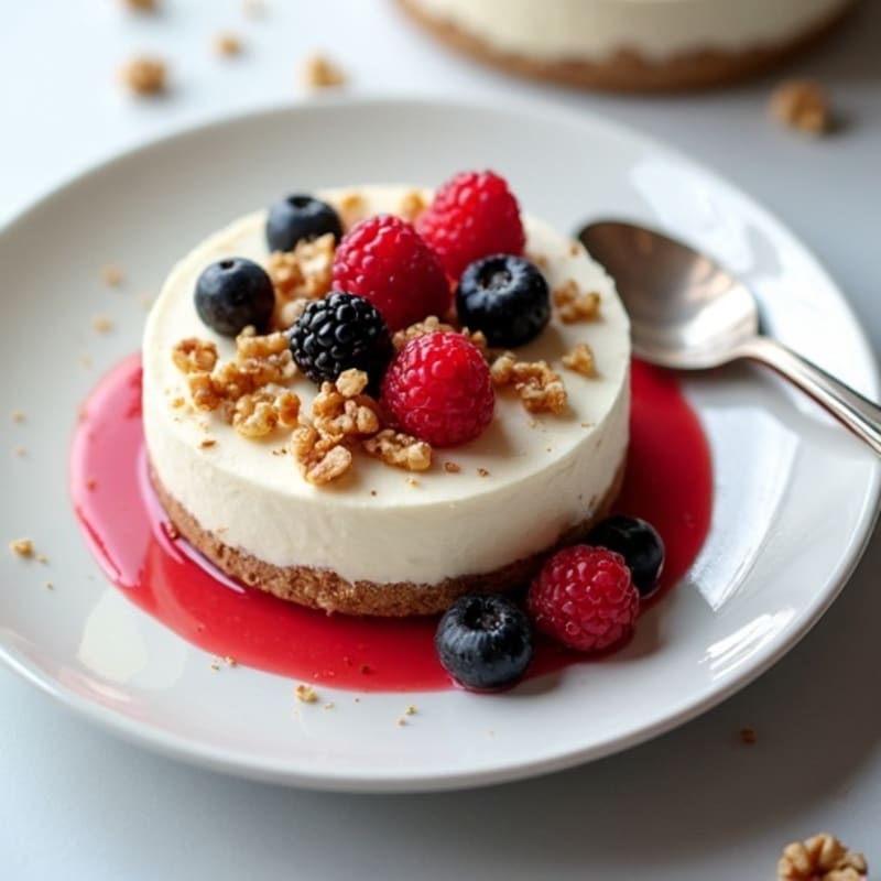 Greek Yogurt Protein Cheesecake with Mixed Berries