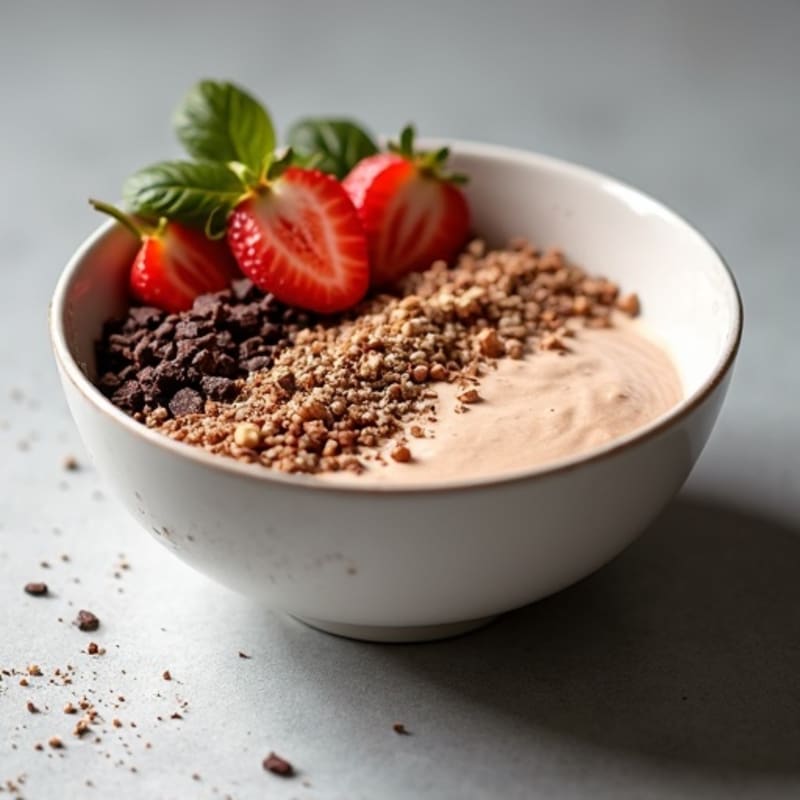 Creamy Chocolate Protein Bowl with Crunchy Almonds and Cacao Nibs