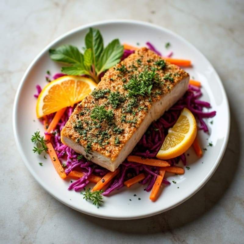 Herb-Crusted Seared Tuna with Citrus Slaw