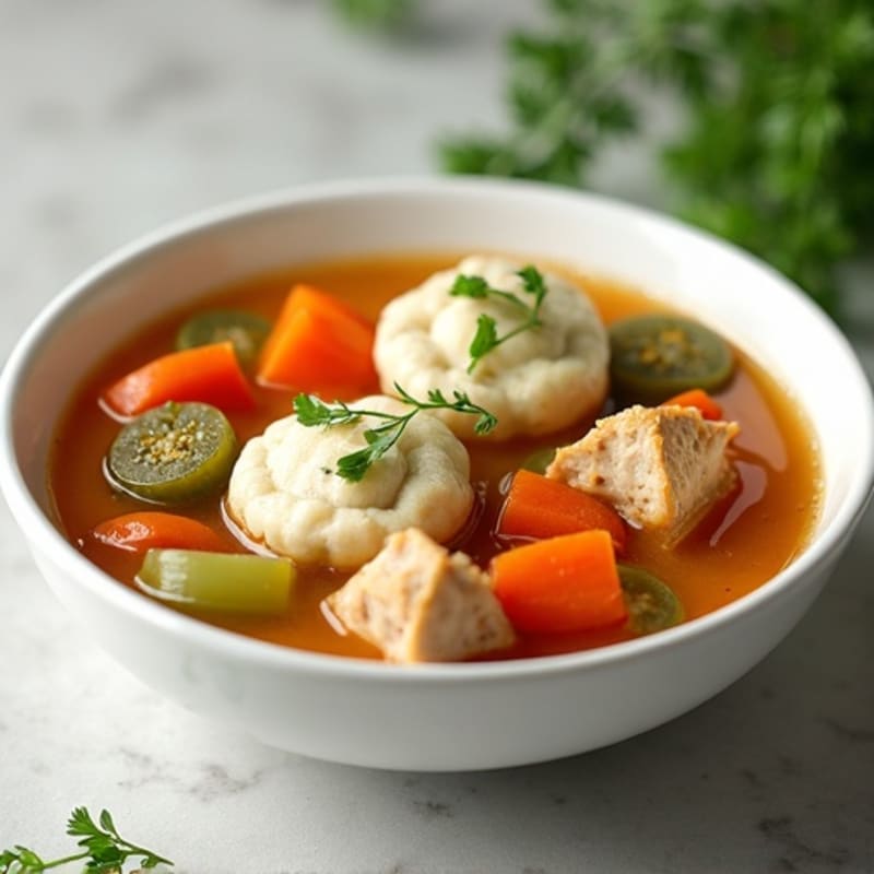 Wholesome Chicken and Vegetable Stew with Fluffy Herb Dumplings