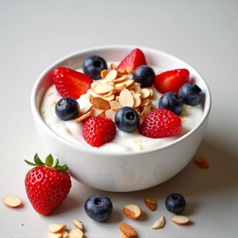 Creamy Greek Yogurt with Fresh Berries and Crunchy Almonds