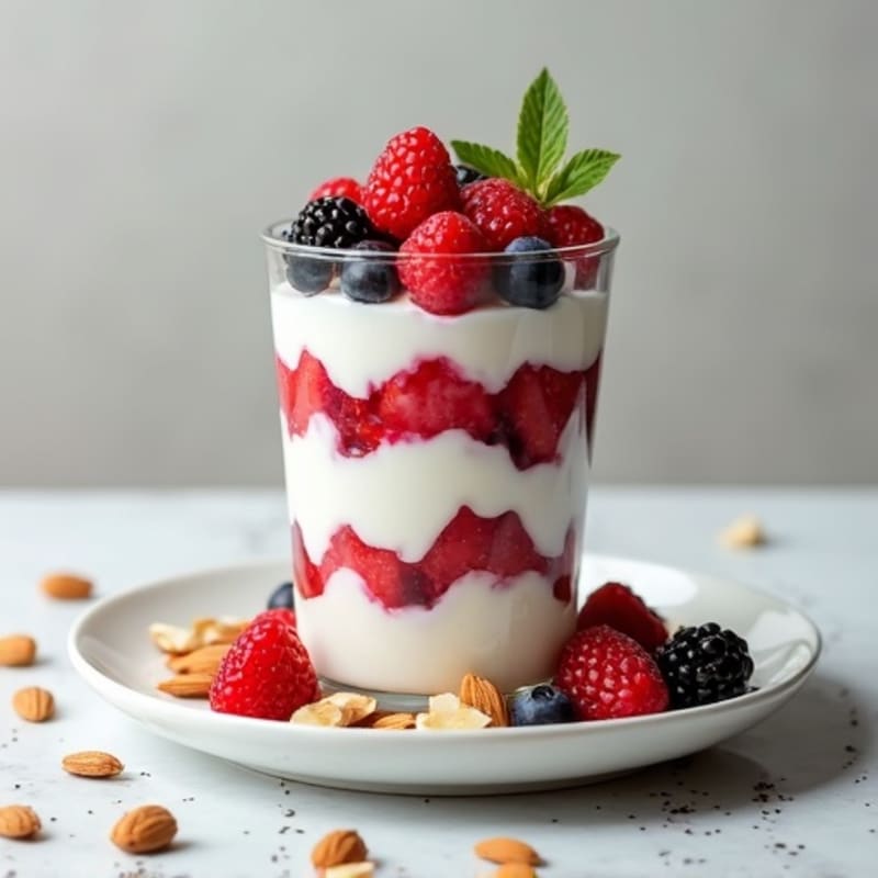 Greek Yogurt Protein Parfait with Berries and Almonds