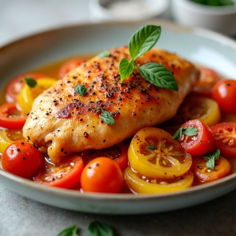 Slow-Simmered Chicken with Bell Peppers and Tomatoes