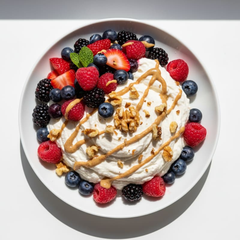 Silky Greek Yogurt Protein Mousse with Mixed Berries