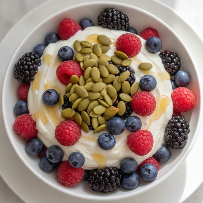 High-Protein Greek Yogurt Parfait with Mixed Berries