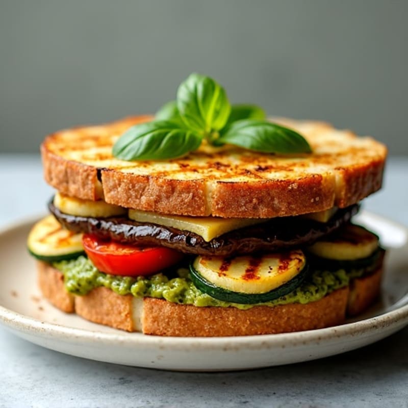 Herb-Marinated Grilled Vegetable Sandwich with Pesto
