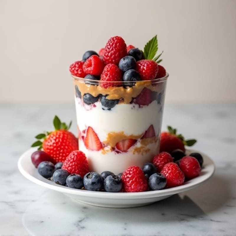 Greek Yogurt Protein Parfait with Mixed Berries and Almond Butter