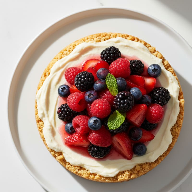 Greek Yogurt Protein Cheesecake with Mixed Berries