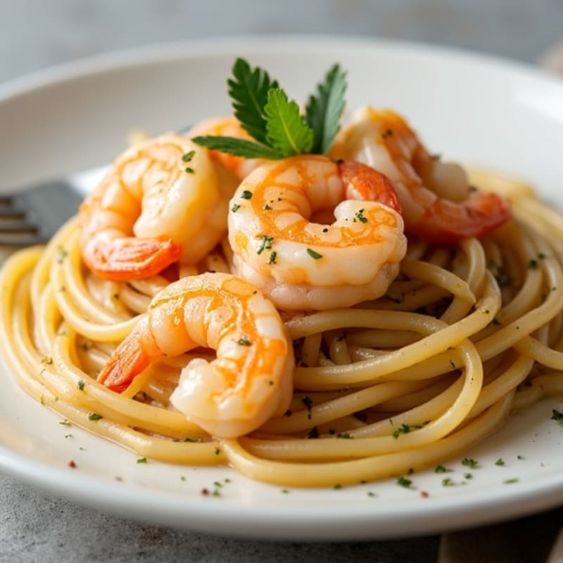 Creamy Garlic Shrimp with Whole Wheat Linguine