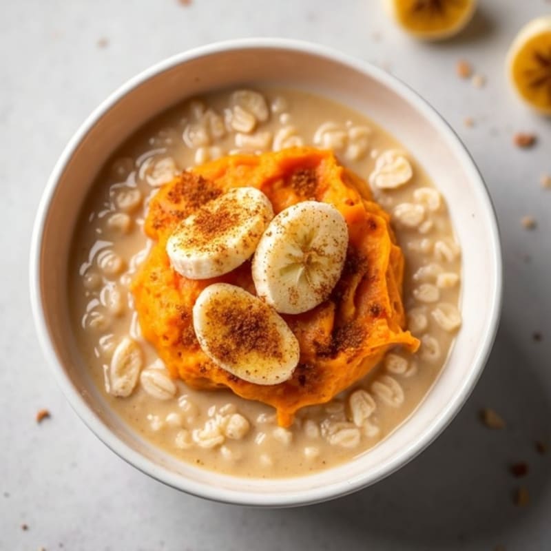 Creamy Banana Sweet Potato Protein Oats