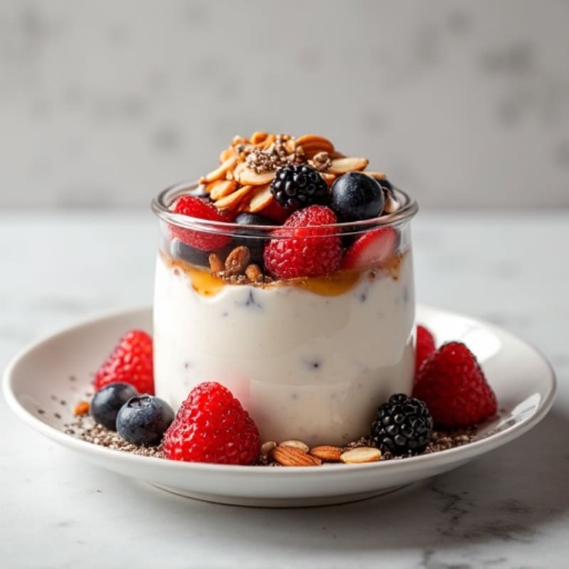 Greek Yogurt Protein Parfait with Berries and Almonds