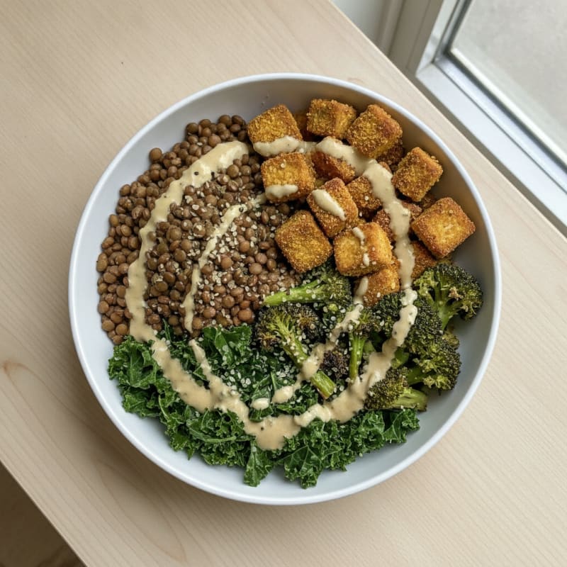 Roasted Vegetable Buddha Bowl with Tahini Dressing