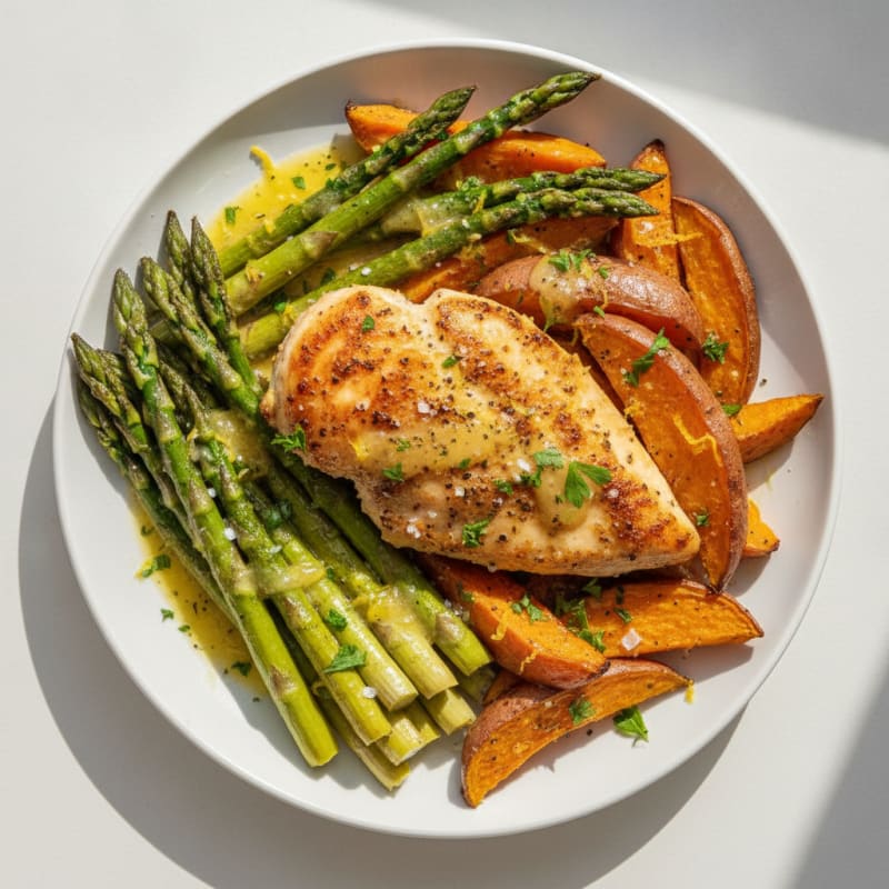 Lemon-Herb Roasted Chicken and Asparagus