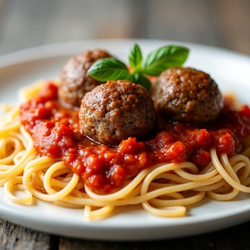 Tender Lean Beef Meatballs with Whole Wheat Spaghetti and Fresh Herb Marinara