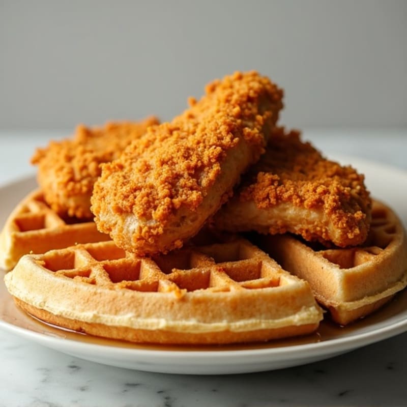 Golden Crispy Baked Chicken with Fluffy Whole Wheat Waffles