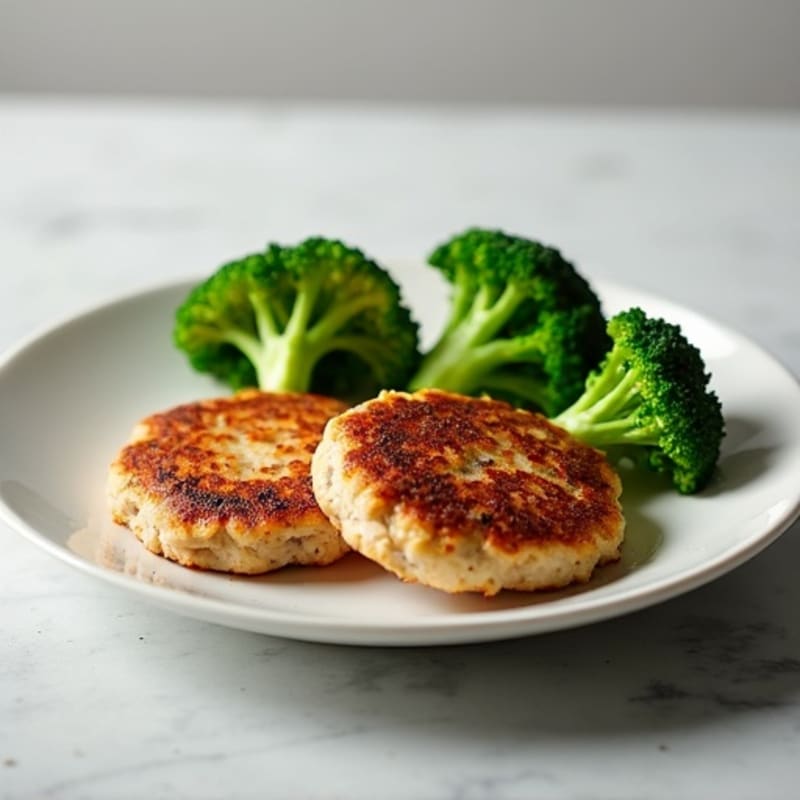 Seared Turkey Patties with Steamed Broccoli