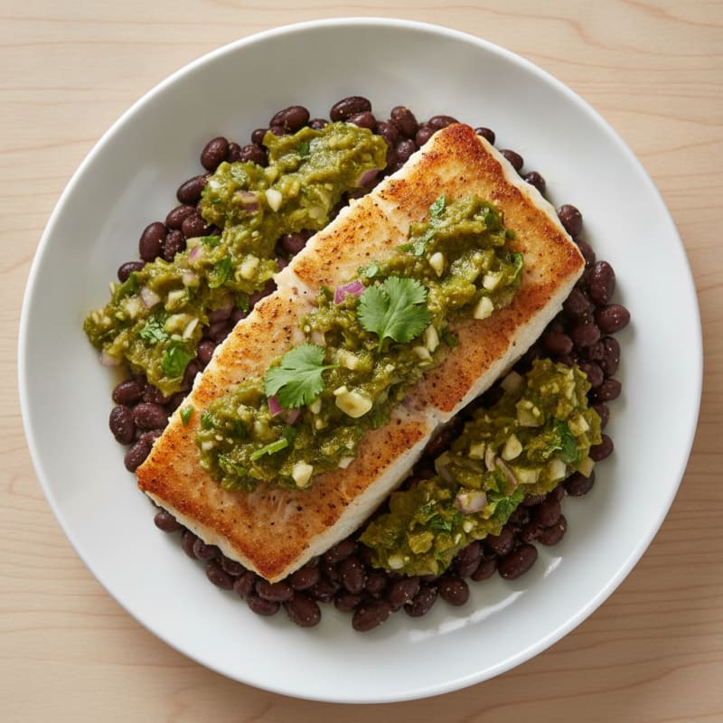 Pan-Seared Cod with Roasted Poblano Salsa