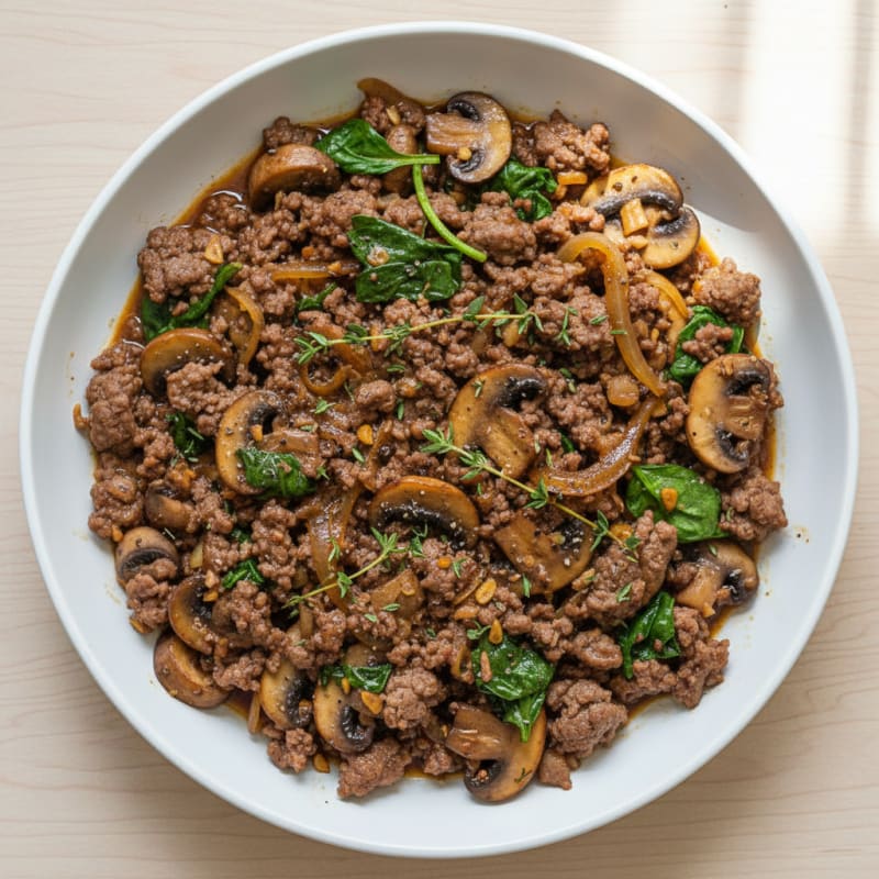 Savory Ground Beef and Mushroom Skillet