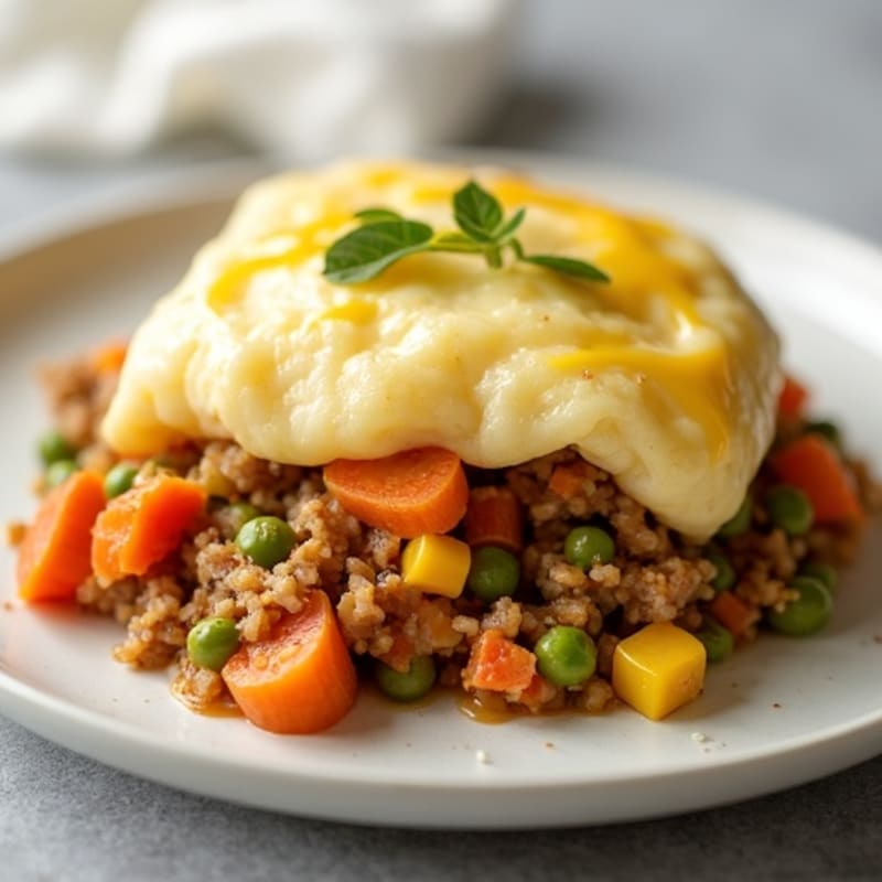 Lean Ground Turkey and Veggie Shepherd's Pie with Creamy Potato Topping