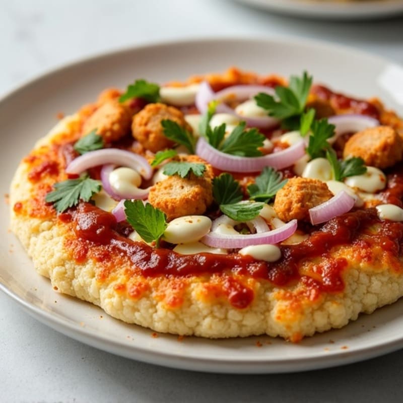 Crispy Cauliflower Crust BBQ Ranch Chicken Pizza