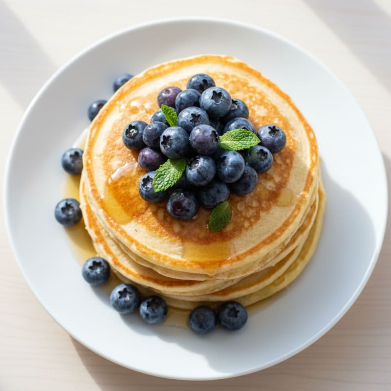 Fluffy Golden Buttermilk Pancakes with Berries