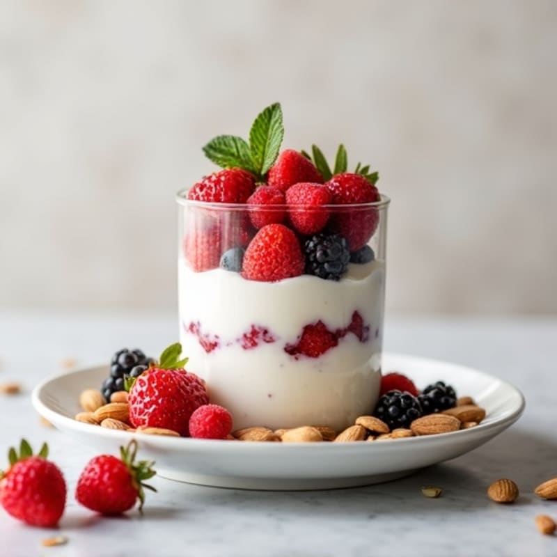 Greek Yogurt Protein Parfait with Berries and Almonds