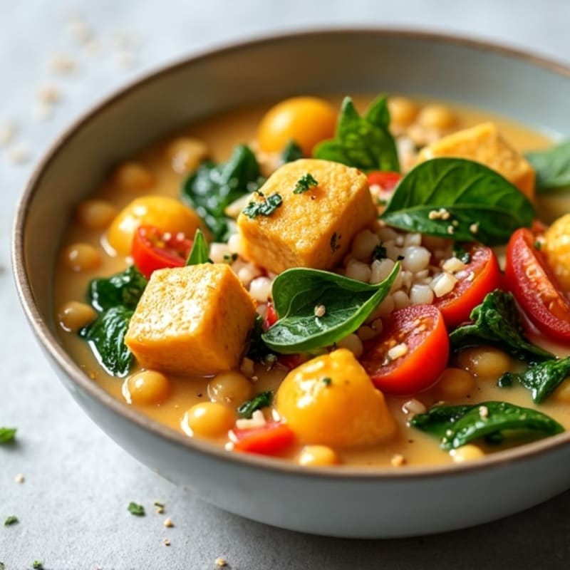 Creamy Coconut Chickpea Stew with Fresh Spinach