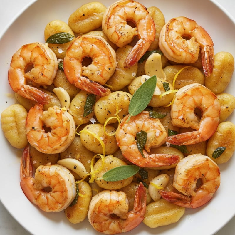 Pan-Seared Shrimp with Sage Gnocchi