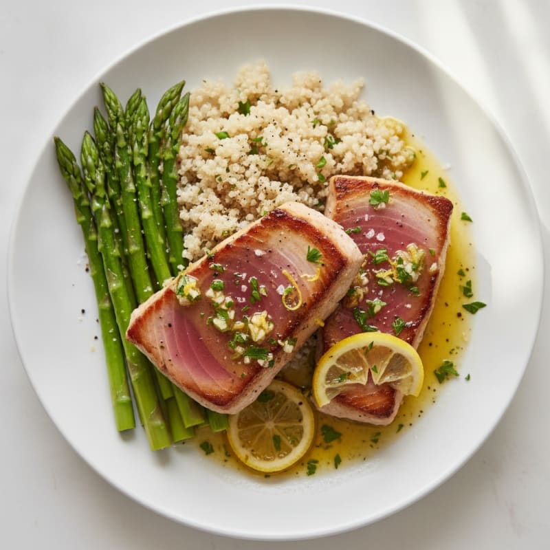 Pan-Seared Tuna with Lemon-Herb Sauce