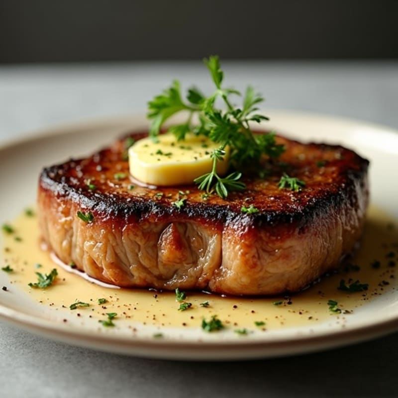 Pan-Seared Ribeye with Garlic Butter Crust