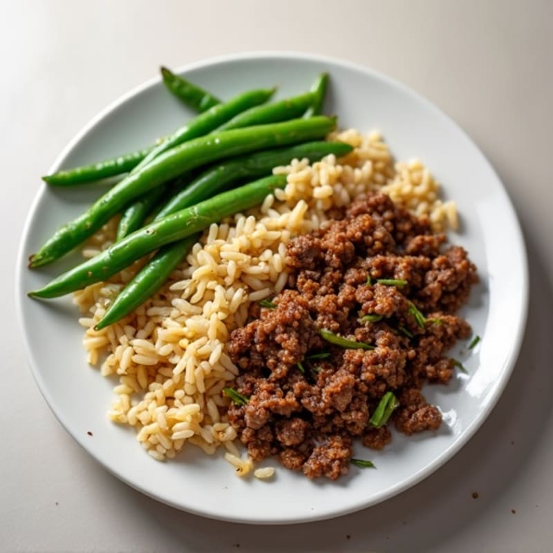 Savory Ground Beef and Brown Rice Skillet with Crispy Green Beans