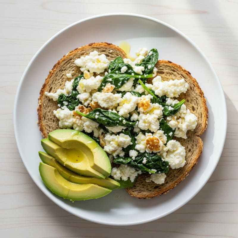 Egg White and Spinach Scramble with Cottage Cheese