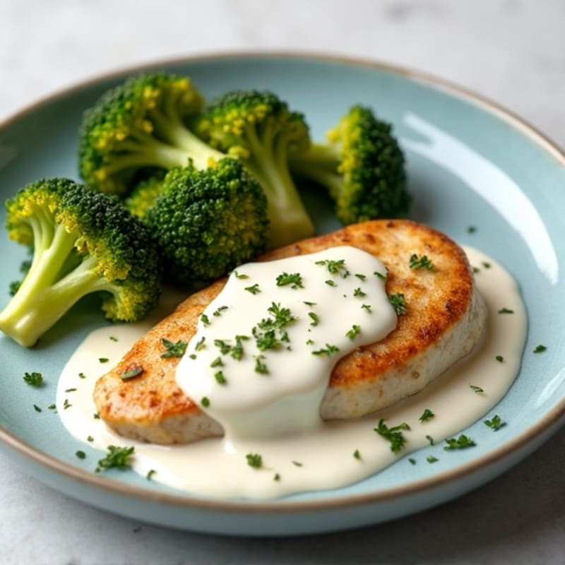 Creamy Garlic Chicken with Roasted Broccoli