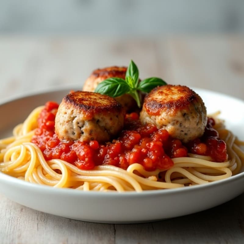 Hearty Turkey Meatballs with Whole Wheat Spaghetti and Fresh Marinara