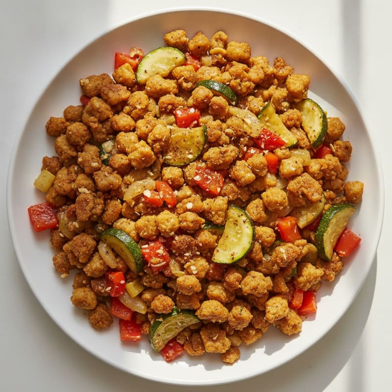 Pan-Fried Soja Granulat with Vegetables